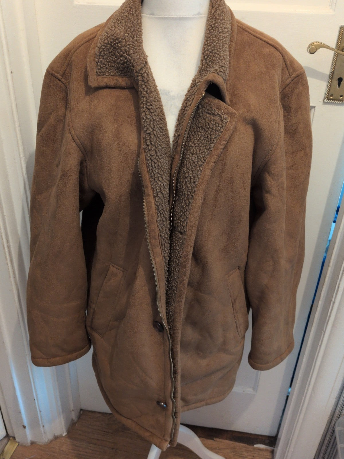Downstairs 44R Brown Suede Fleece Lined Jacket