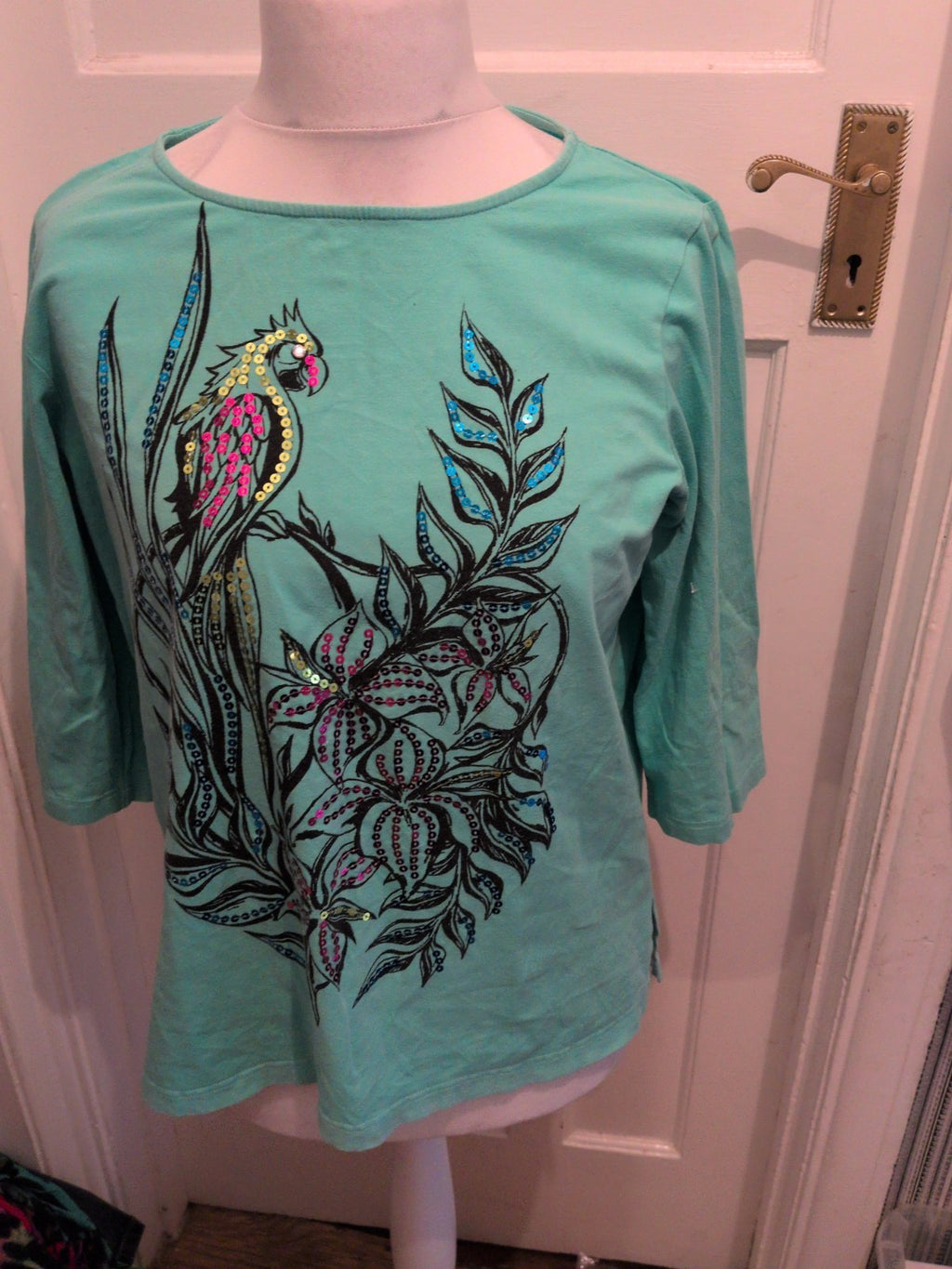 Bob Mackie Wearable Art Large Sea Breeze 3/4 T-shirt