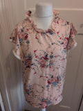 Ladies Size XL Pink Floral Short Sleeve Blouse
