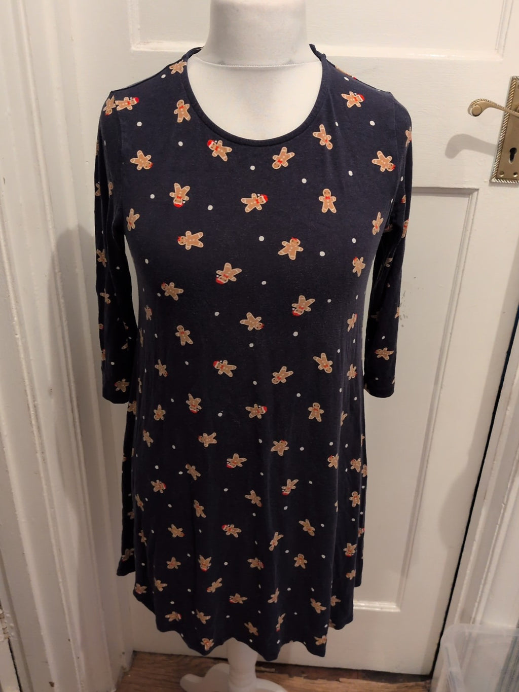 Tu 12 Navy Gingerbread Man Half Sleeve Dress