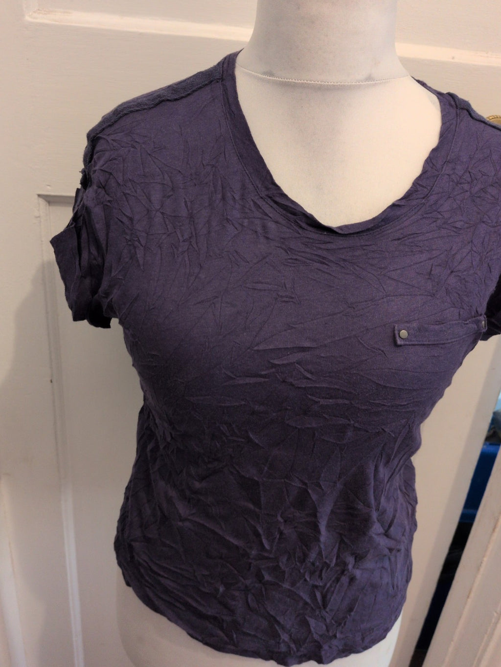 Ladies Marks And Spencer 10 Navy Short Sleeve T-shirt