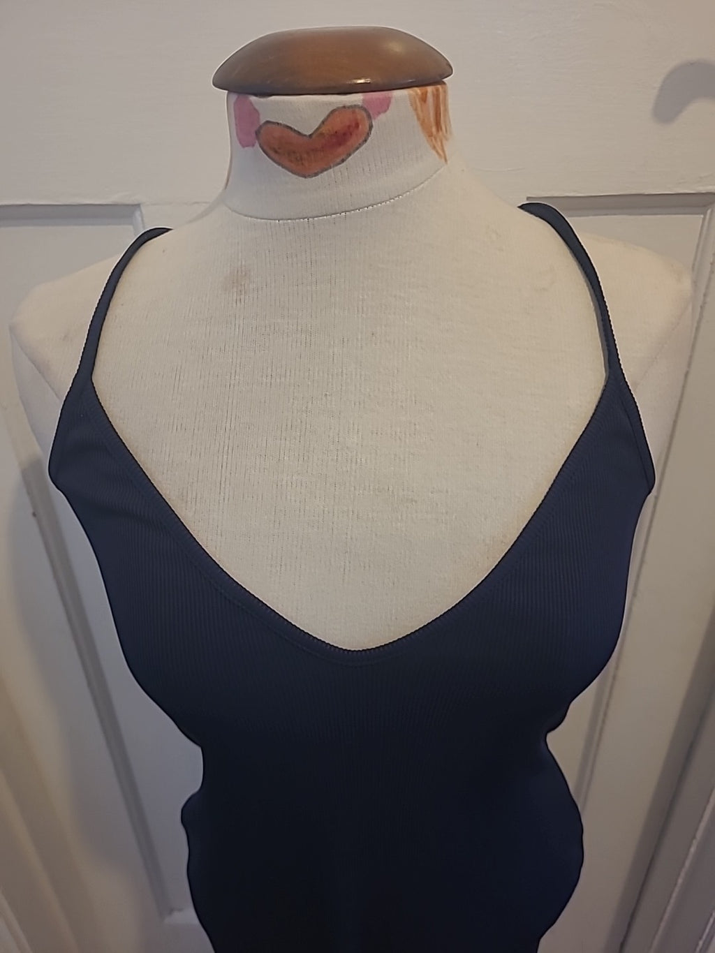 Ladies Prettylittlething Size 10 Navy Ribbed Sleeveless Pencil Dress