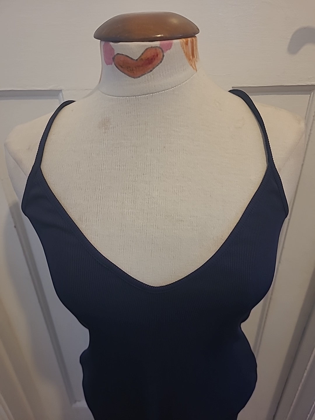 Ladies Prettylittlething Size 10 Navy Ribbed Sleeveless Pencil Dress