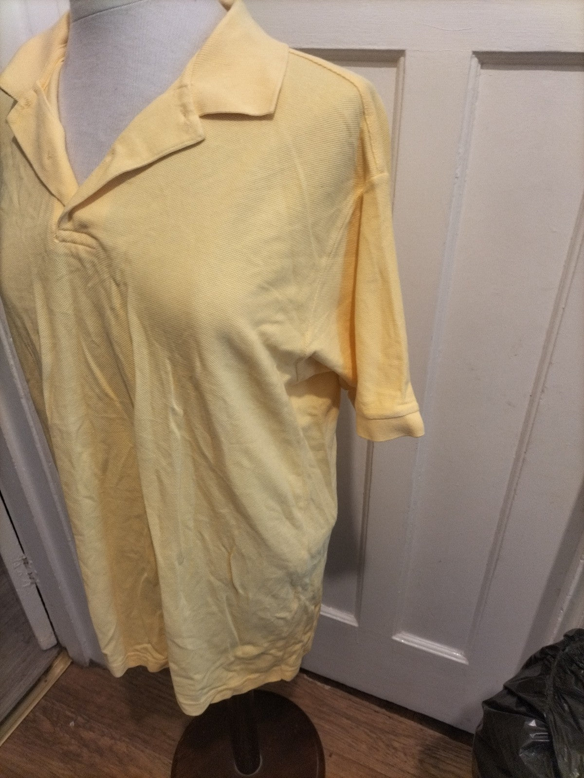 Mens St Michael Size Medium Yellow Short Sleeved Polo