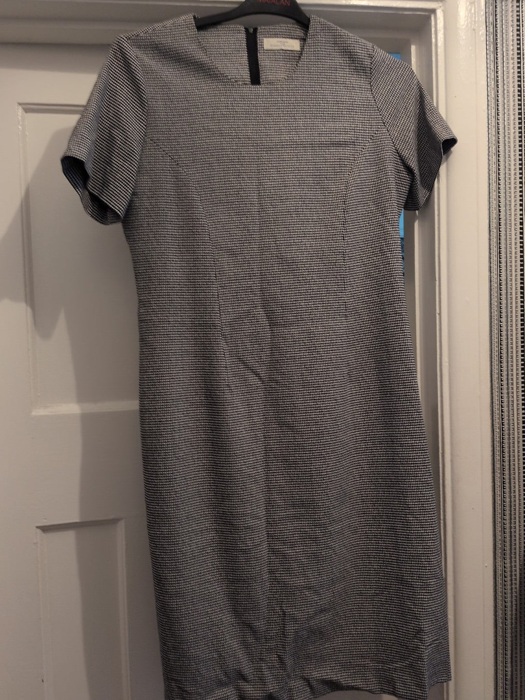 St Michael 12 Black And White Lined Short Sleeve Dress