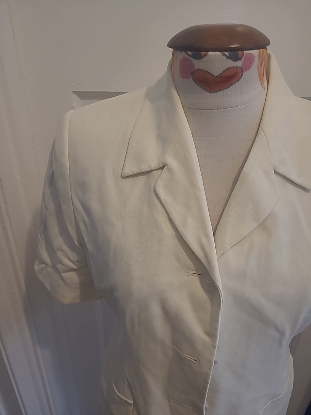 Ladies Marks And Spencer Size 12 Cream Padded Lightweight Blazer
