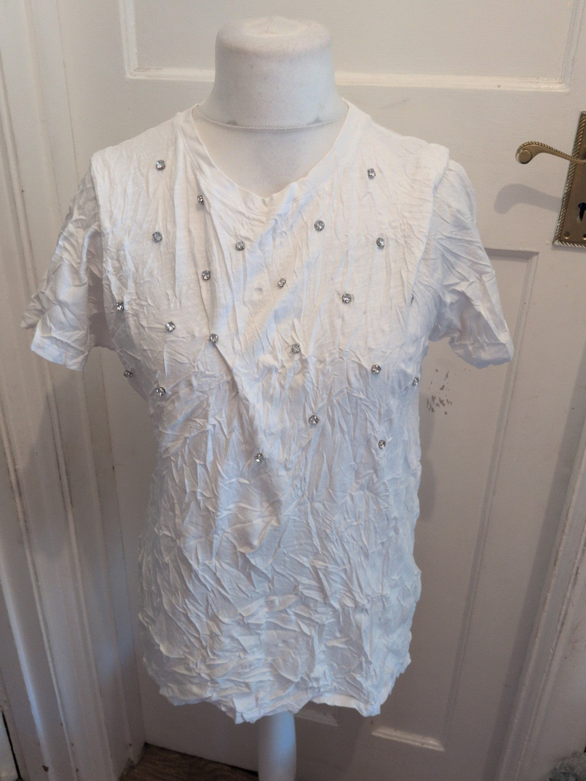 River Island 14 White With Silver Stud T-shirt