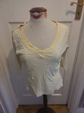 Ladies Tu Size 16 Cotton Yellow White Striped Mid Sleeved Tshirt