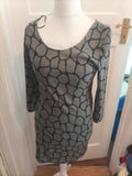 Izabel Large Grey And Black 3/4 Sleeve Dress
