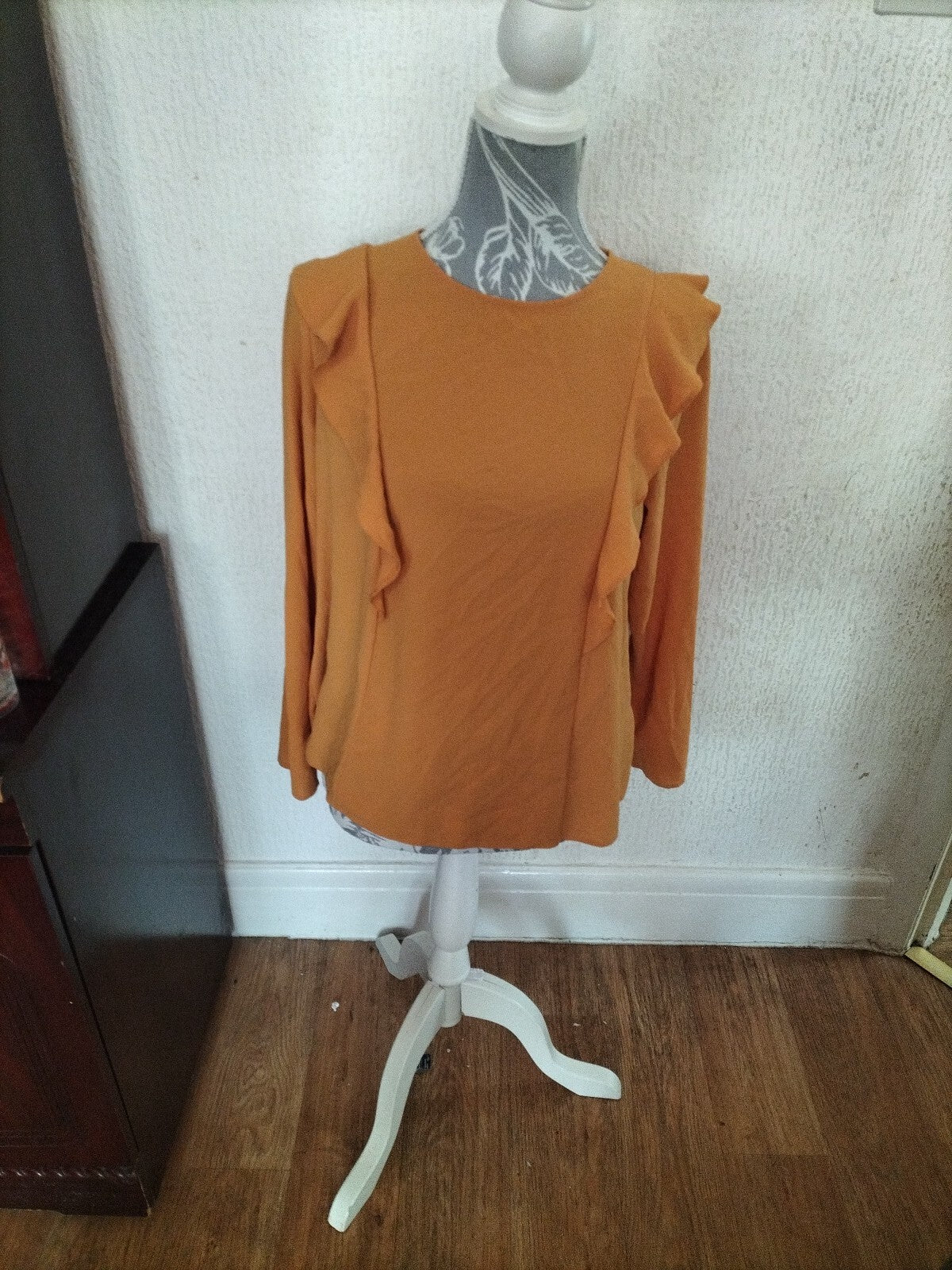 Ladies New Look Size 16 Mustard Long Sleeved Blouse