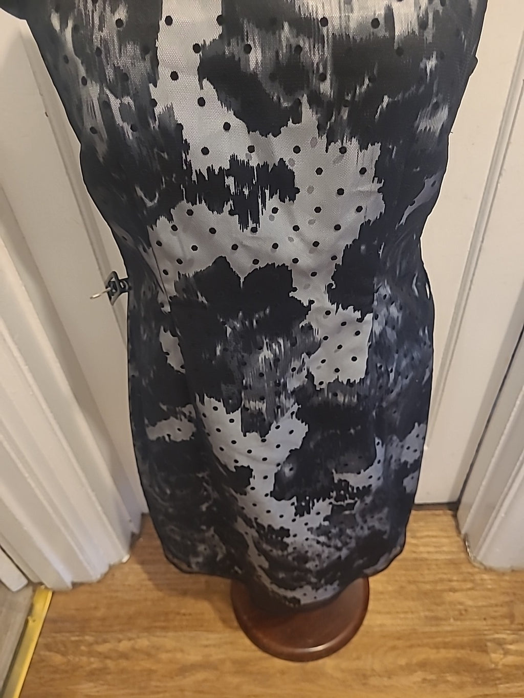 Ladies Precis Size 12 Black White Mesh Short Sleeve Dress