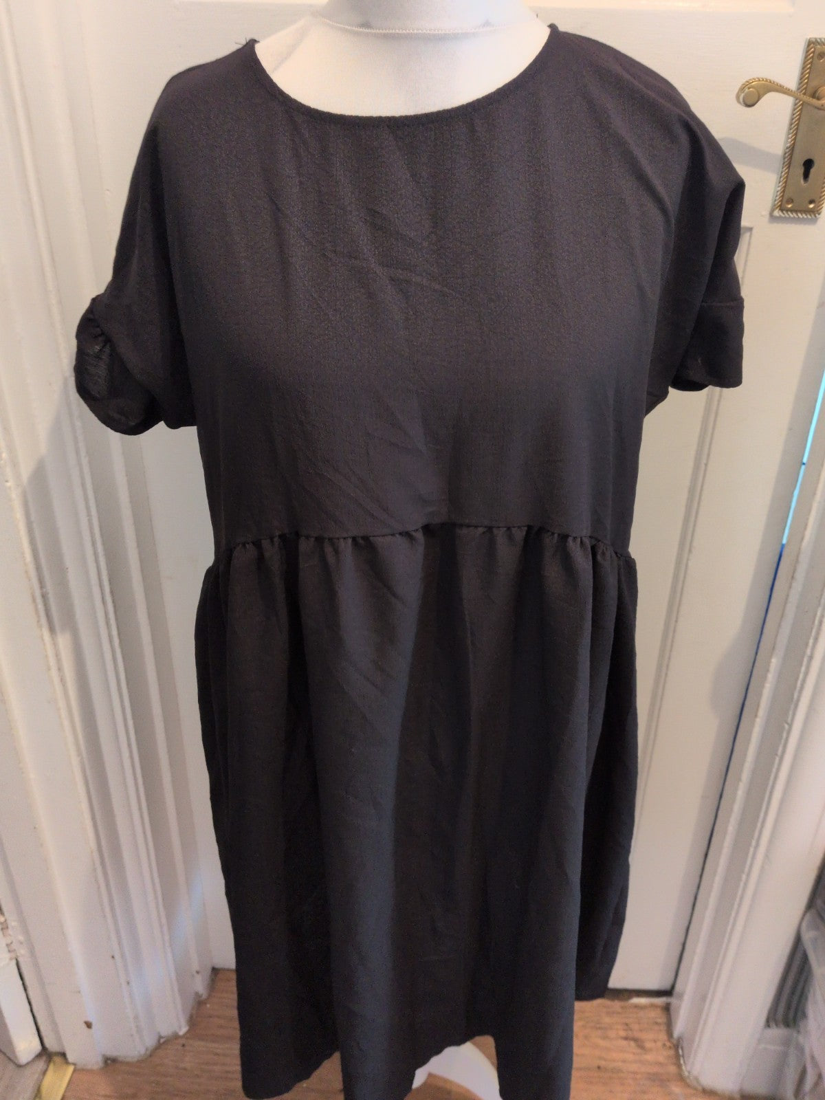 Large Black Short Sleeve Fit And Flare Dress