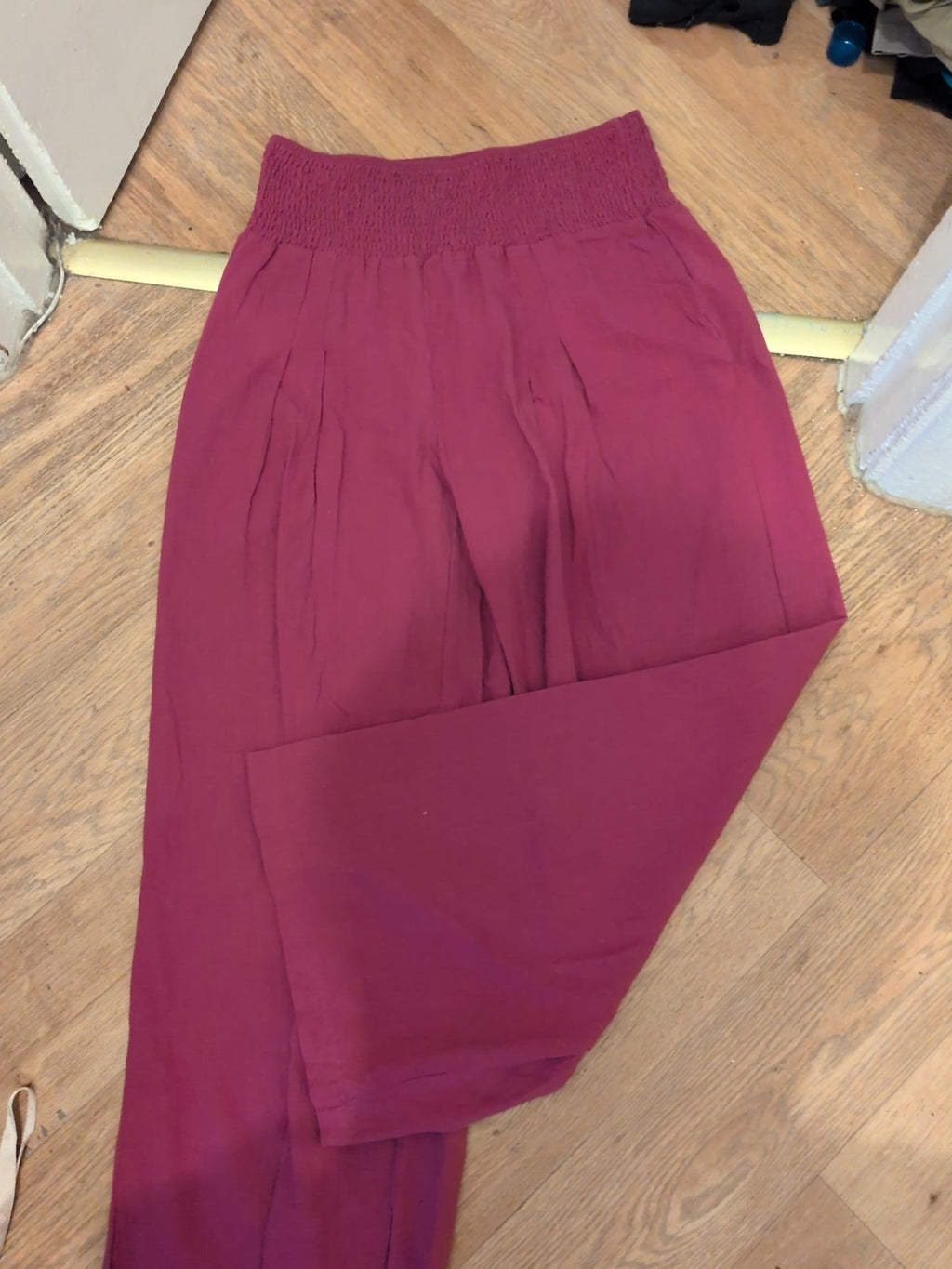 XL Purple High Bubblehem Waist Straight Leg Trousers