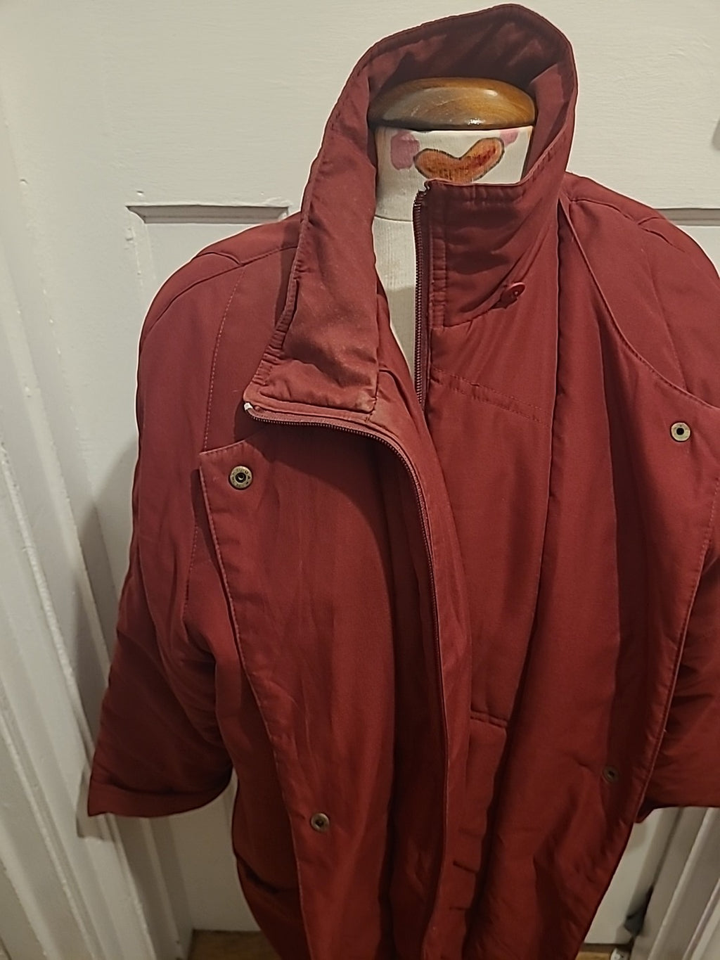 Ladies Canda Size 16 Burgundy Lined Long Sleeved Coat