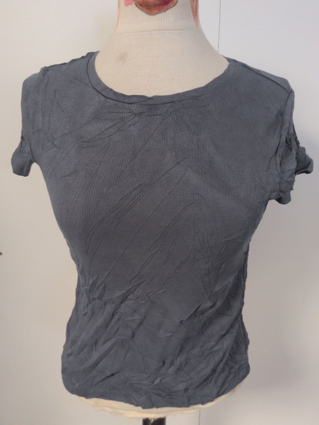 Ladies Zara Small Navy Short Sleeve Brush Rib Short Sleeve T-shirt