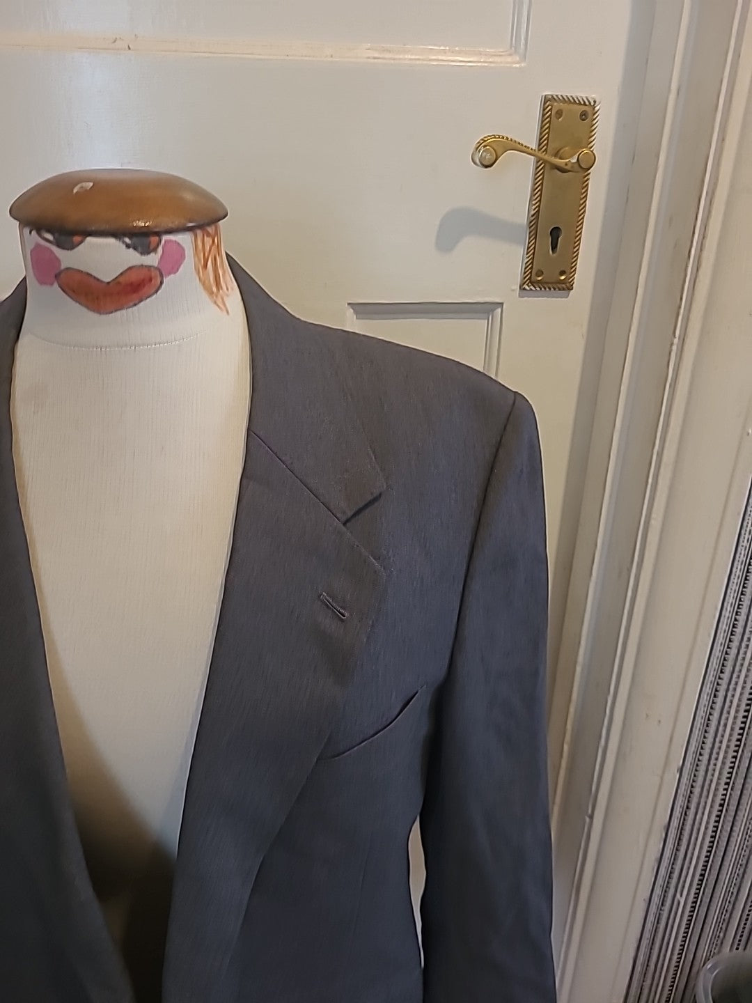 Mens Large Grey Padded Lined Formal Blazer