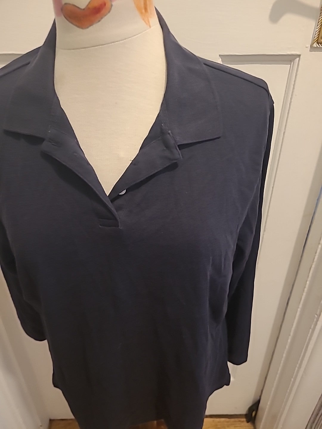 Mens Lands End Size Large Black Mid Sleeved Polo