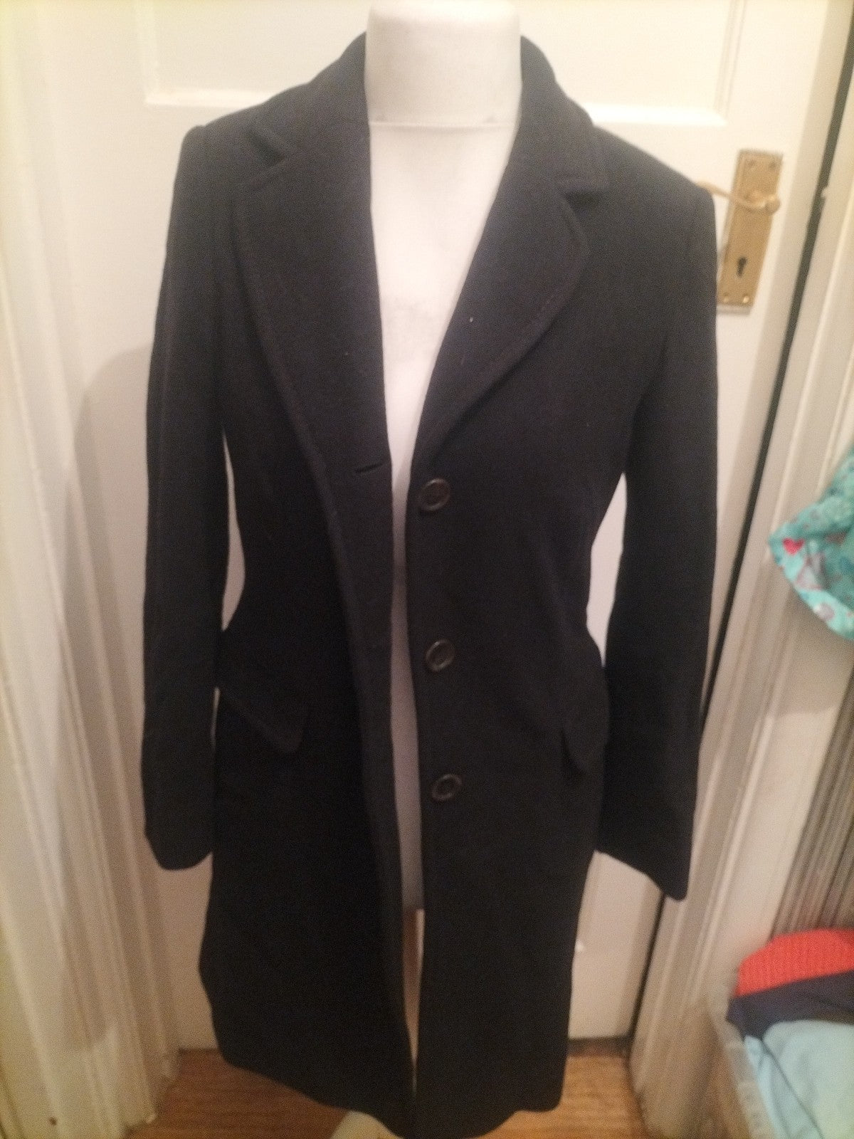 EU 36 Black Lined Overcoat
