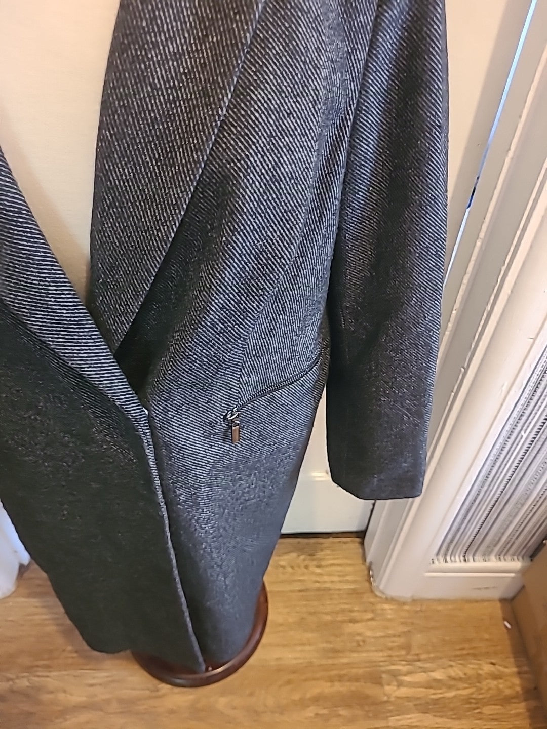 Ladies Marks And Spencer Size 12 Grey Navy Lined Long Sleeved Jacket