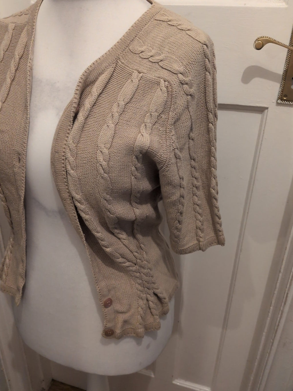 Viyella Small Coffee Short Sleeve Knit Cardigan
