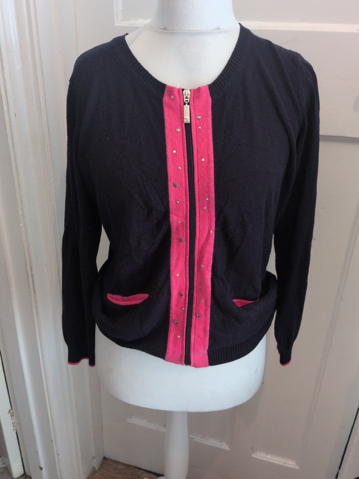 Eugen Klein 12 Navy And Pink Full Zip Cardigan