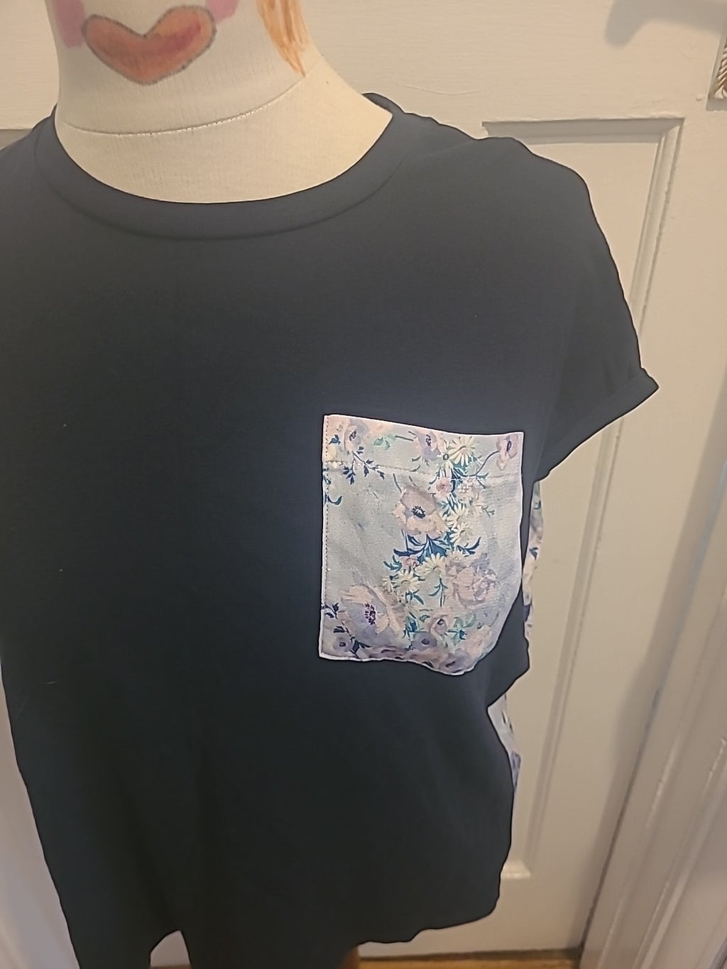 Girls Lipsy 13-14 Years Navy Lilac Floral Tshirt