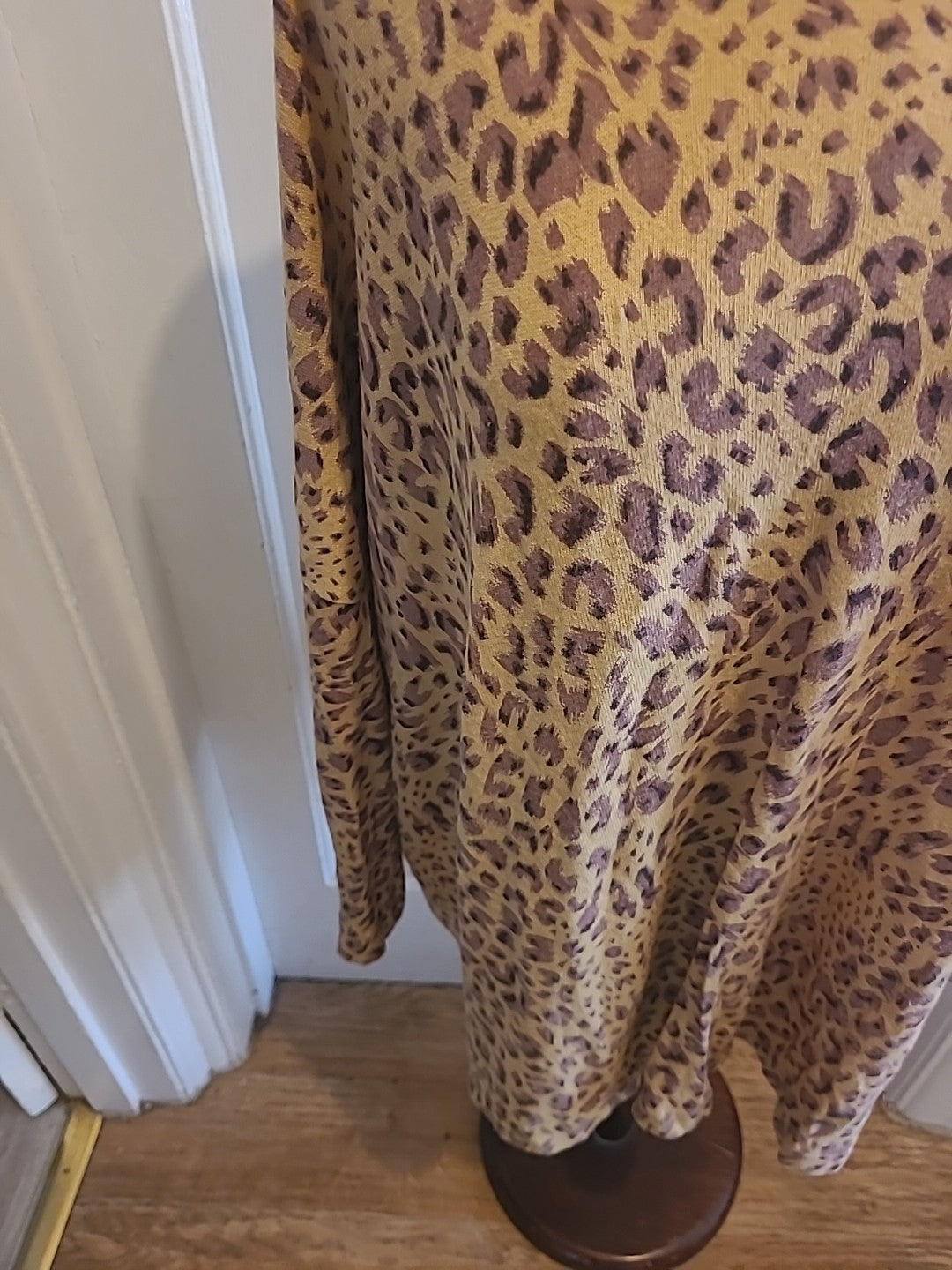 Ladies Destella Size For All Beige Leopard Print Long Sleeve Blouse