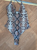 Prettylittlething 8 Snake Print Sleeveless Bodysuit