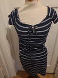 Ladies Brave Soul Size Small Navy White Striped Short Sleeved Dress