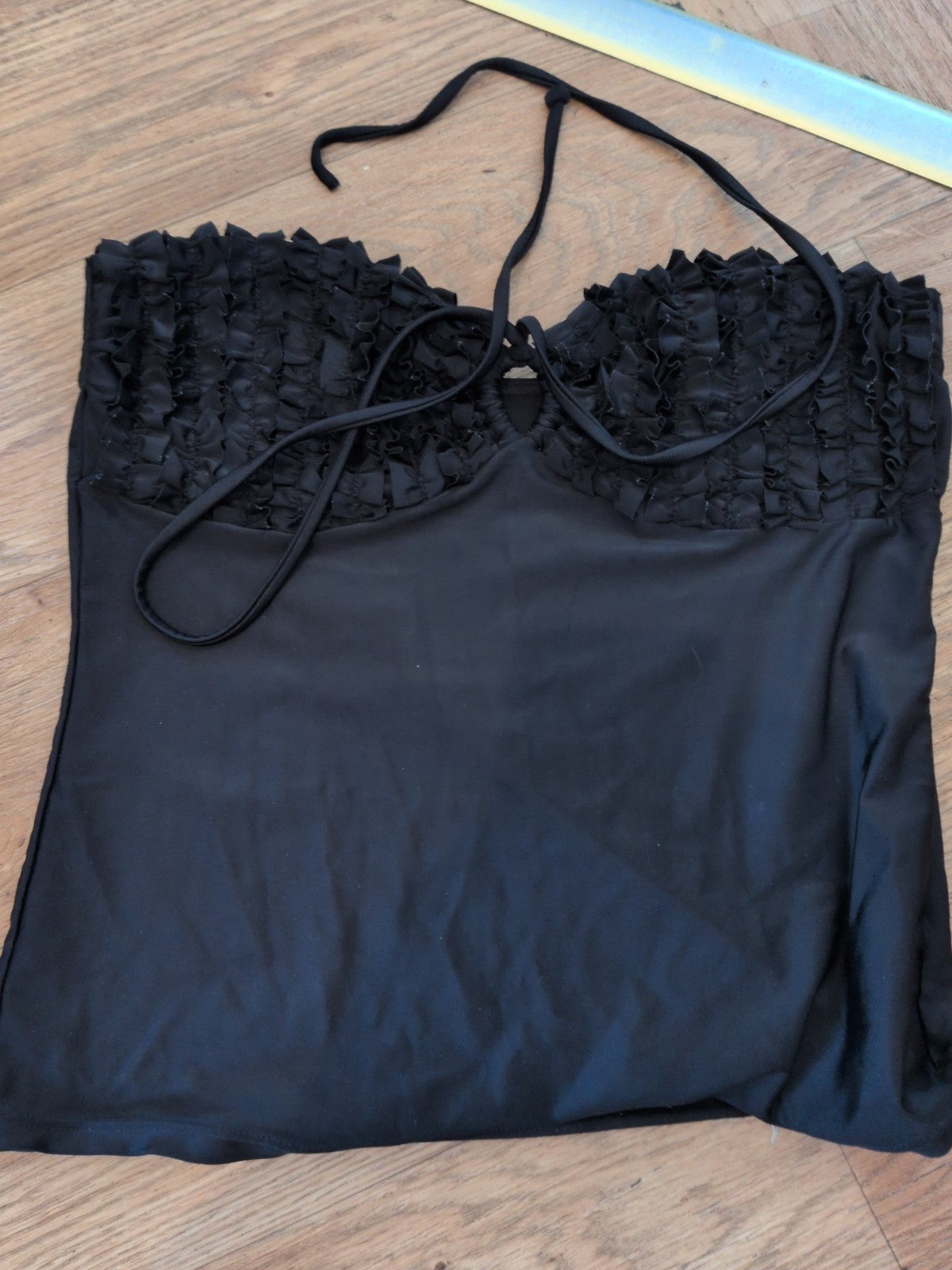 Next 16 Black Padded Ruffle Chest Halter neck Swimwear