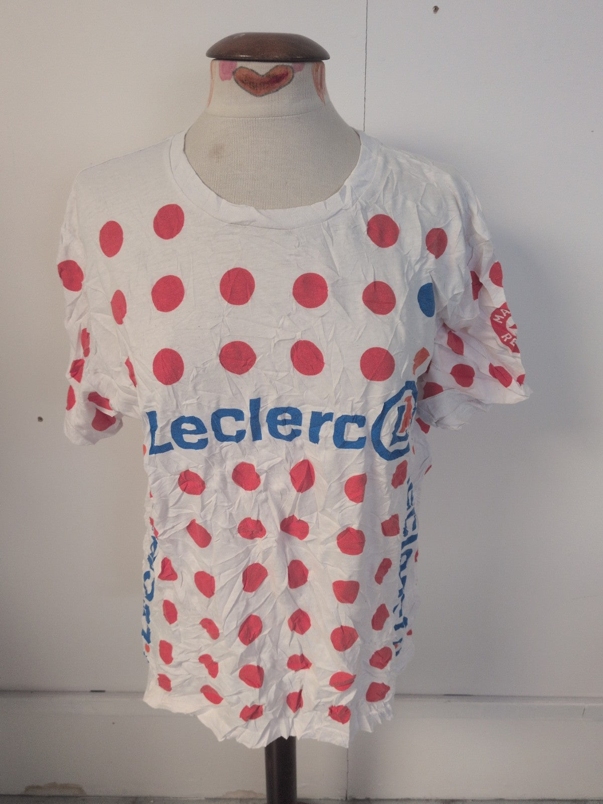 Ladies Large White With Orange Spot Short Sleeve T-shirt