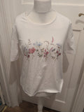 Ladies First Avenue Size XL White Short Sleeve Floral T-shirt