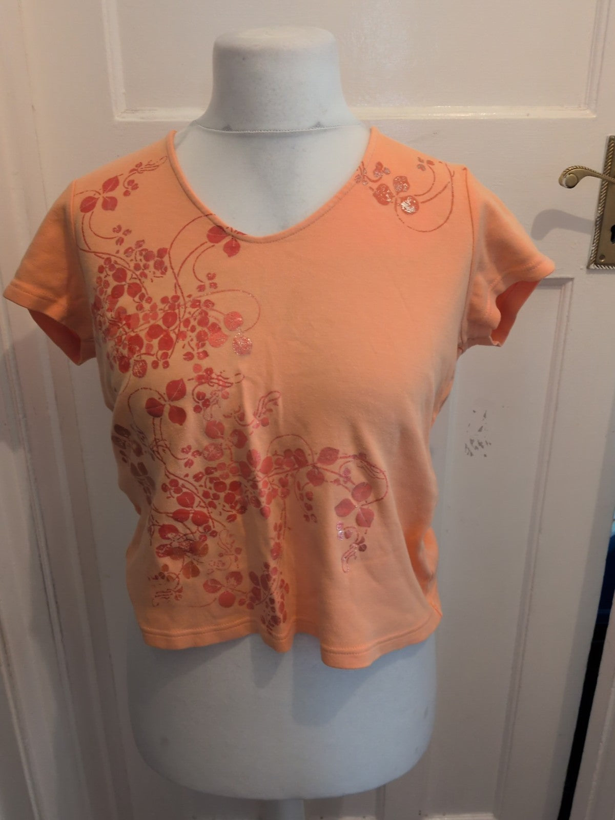 Casual Club 14 Orange Short Sleeve Floral T-shirt
