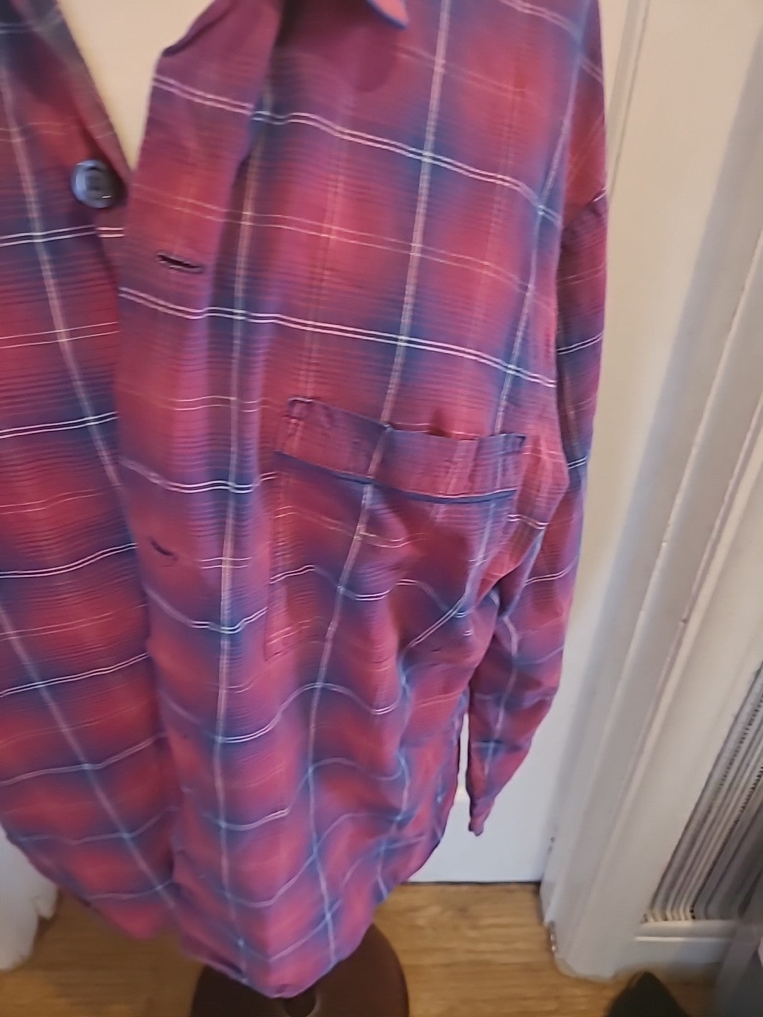 Mens Primark Size Medium Purple Check Long Sleeved Shirt