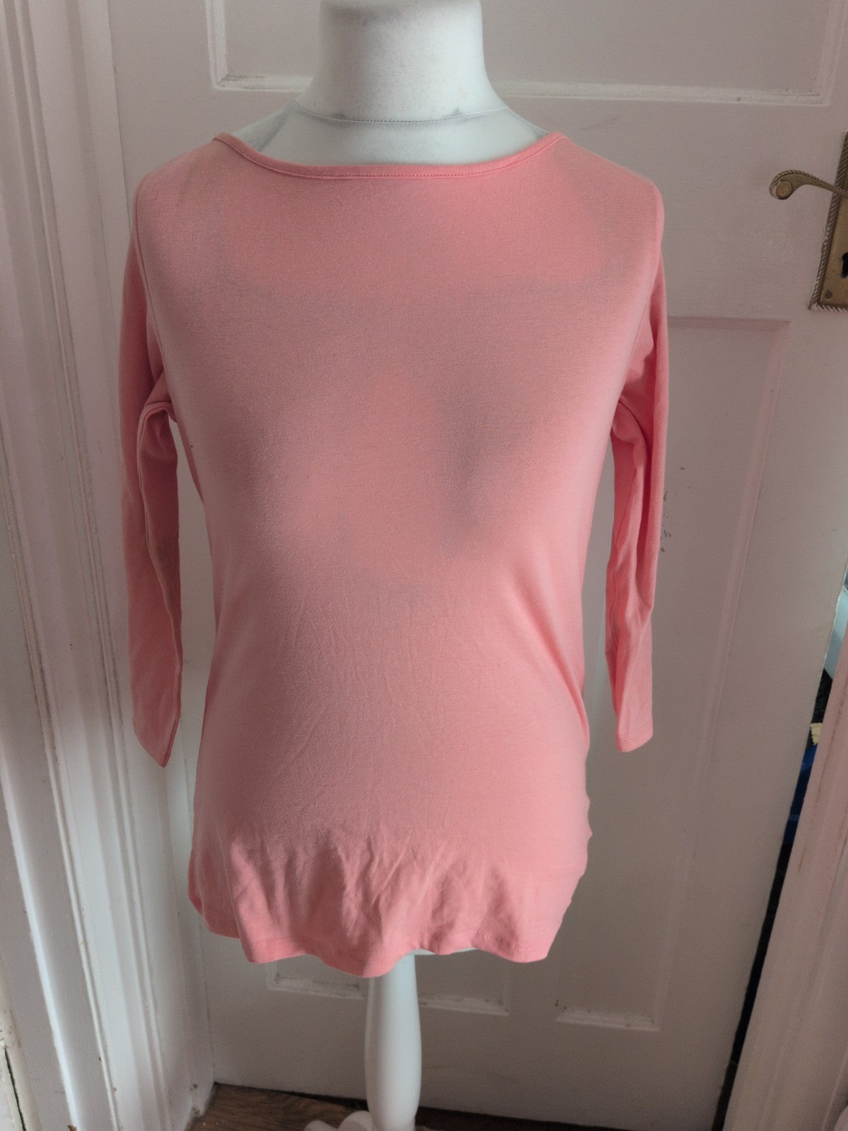 Primark 16 Pink Stretch Slash Neck T-shirt Long Sleeve