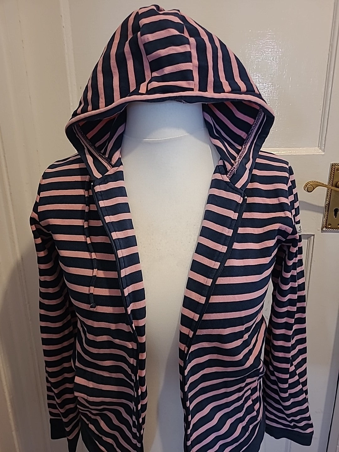 Ladies Mousqueton Size Euro 40 Pink And Navy Striped Jacket