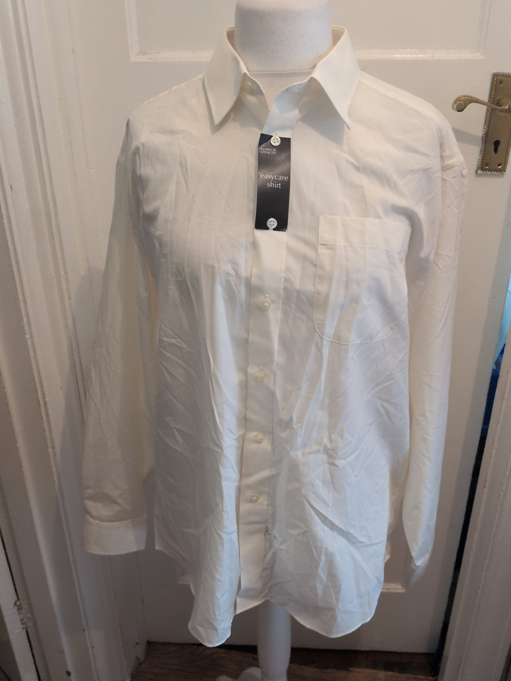 Brand New Marks And Spencer 16.5 Cream Long Sleeve Shirt