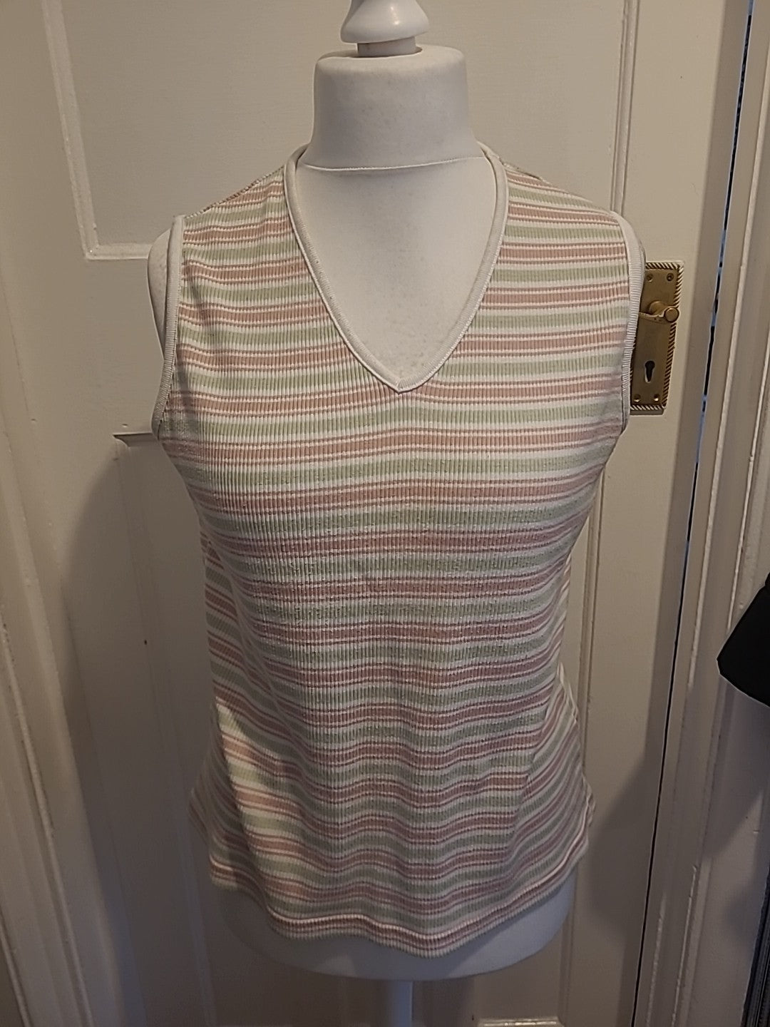 Ladies Bonmarche Size XL Multi Stripe Sleeveless Tshirt