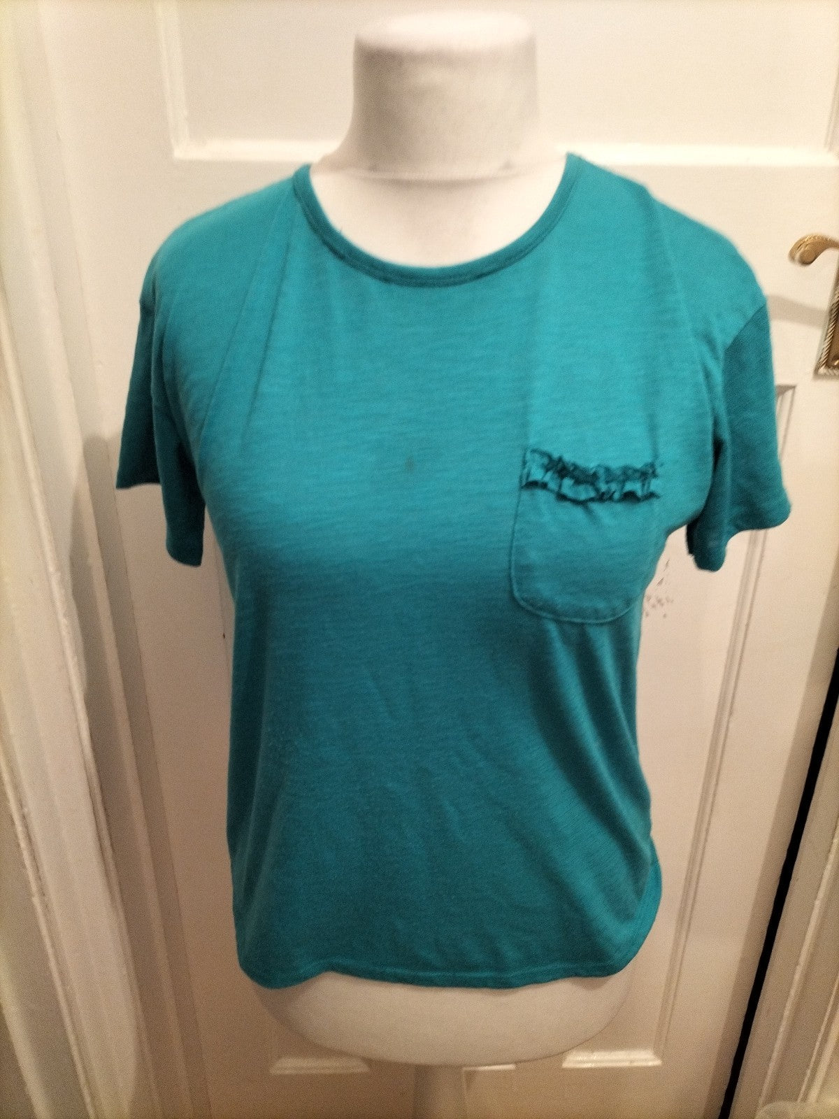 Ladies Matalan Size 8-10 Teal Pyjama Top Small Mark On Front