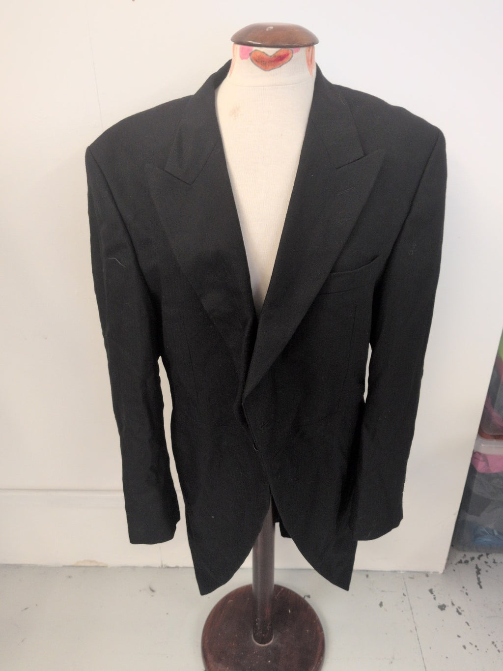 Mens Black 40R Lined Padded Suit Jacket