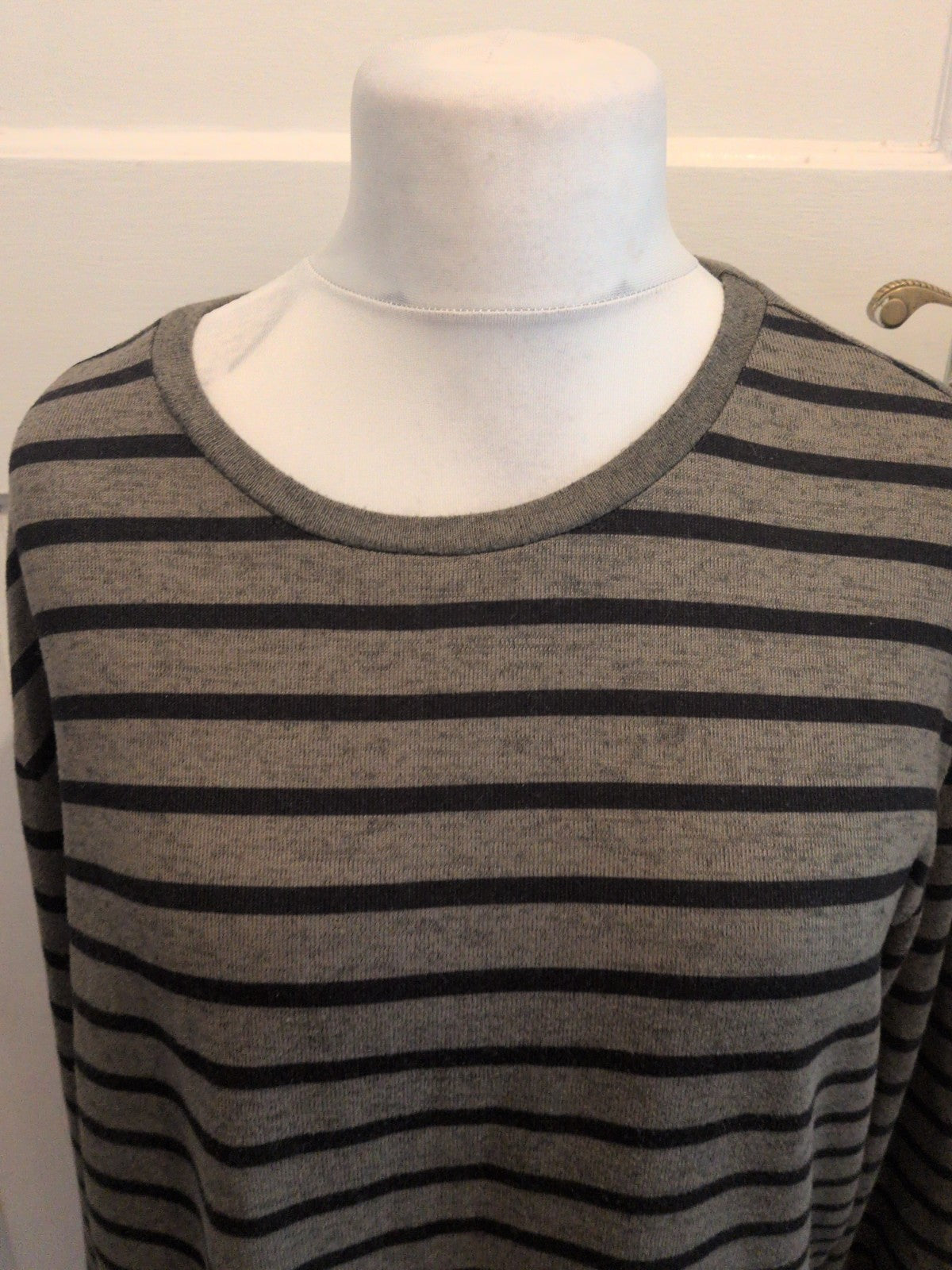 Ladies Shein Size XL Green Stripe Long Sleeve Jumper Lightweight