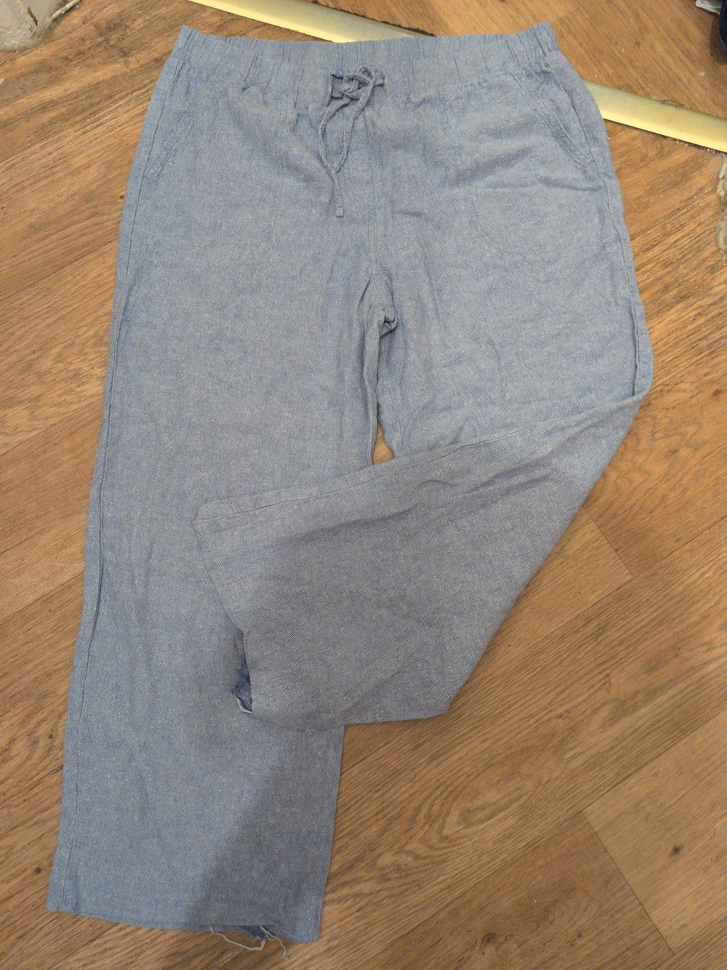 Ladies Cotton Traders Size 14 Blue Elasticated Trousers