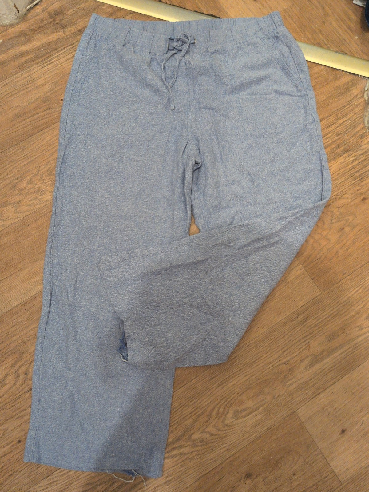 Ladies Cotton Traders Size 14 Blue Elasticated Trousers
