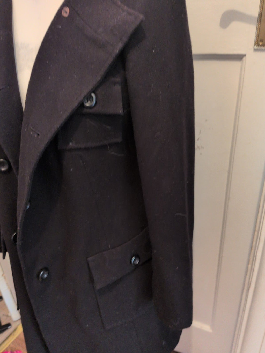 Marks And Spencer 10 Black Lined Jacket Long Length Buttoned