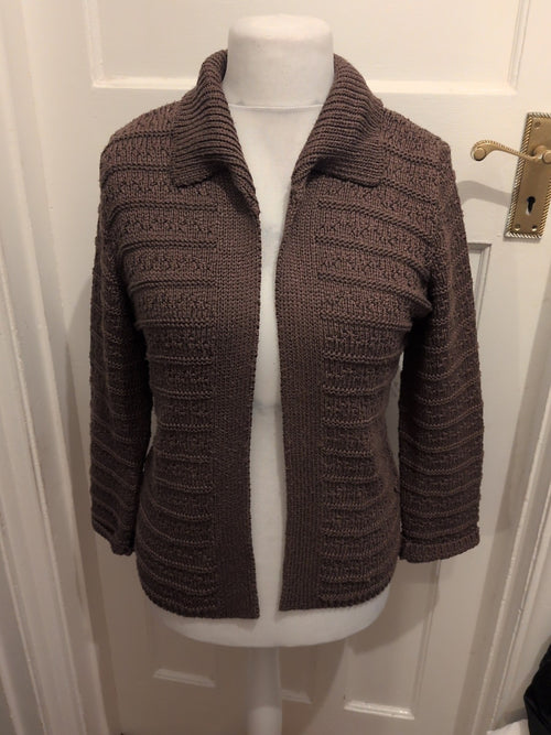 Alex And Co 12 Brown Knit Open Cardigan