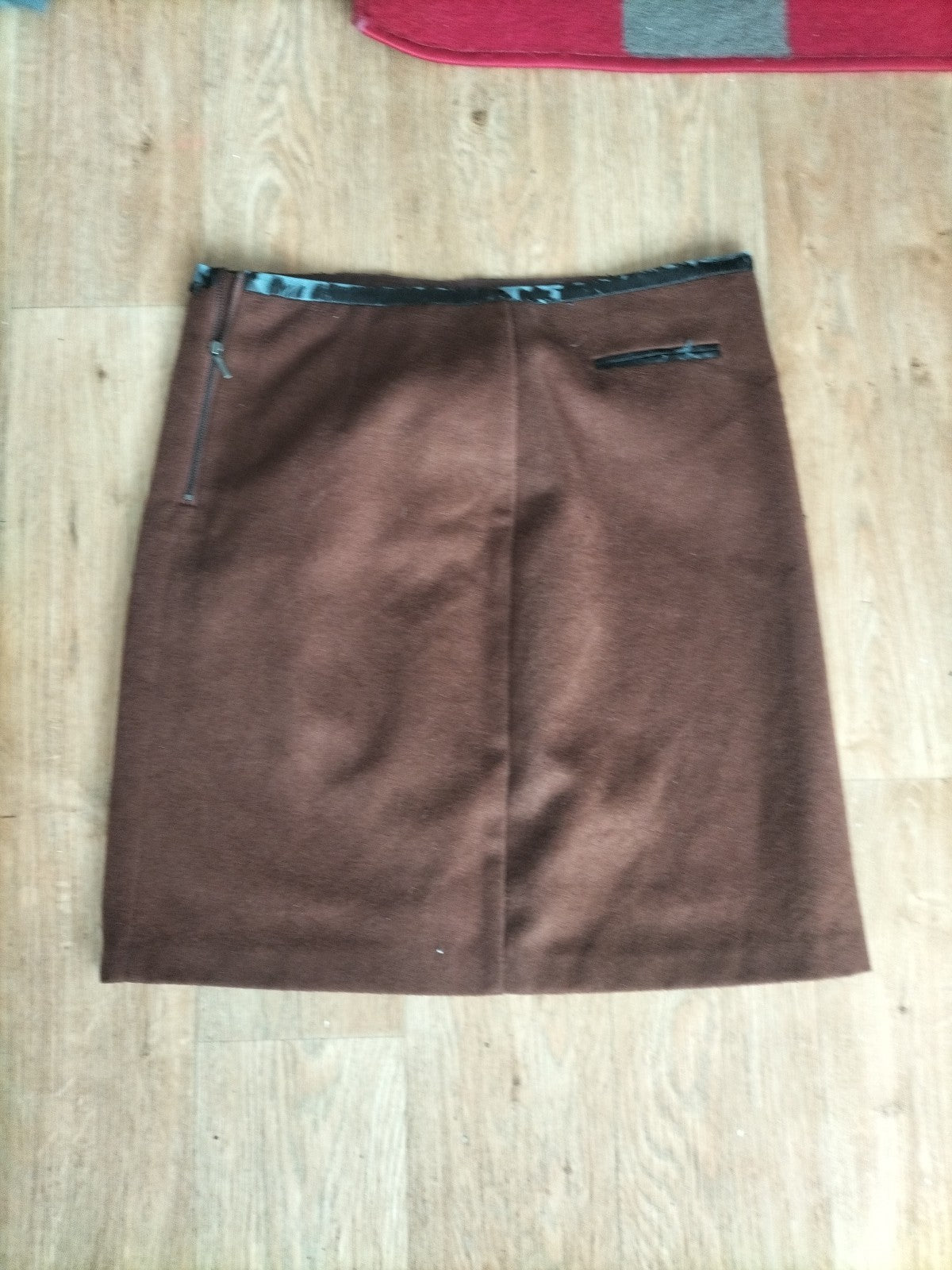 Ladies Marks And Spencers Size 12 Brown Lined 21 Inch Skirt