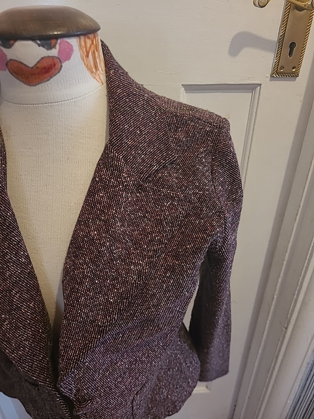 Ladies Size 10 Brown Fleck Lined Long Sleeved Jacket