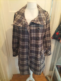 Ladies Tu Size 14 Brown And White Checked Long Sleeved  51% Wool Coat