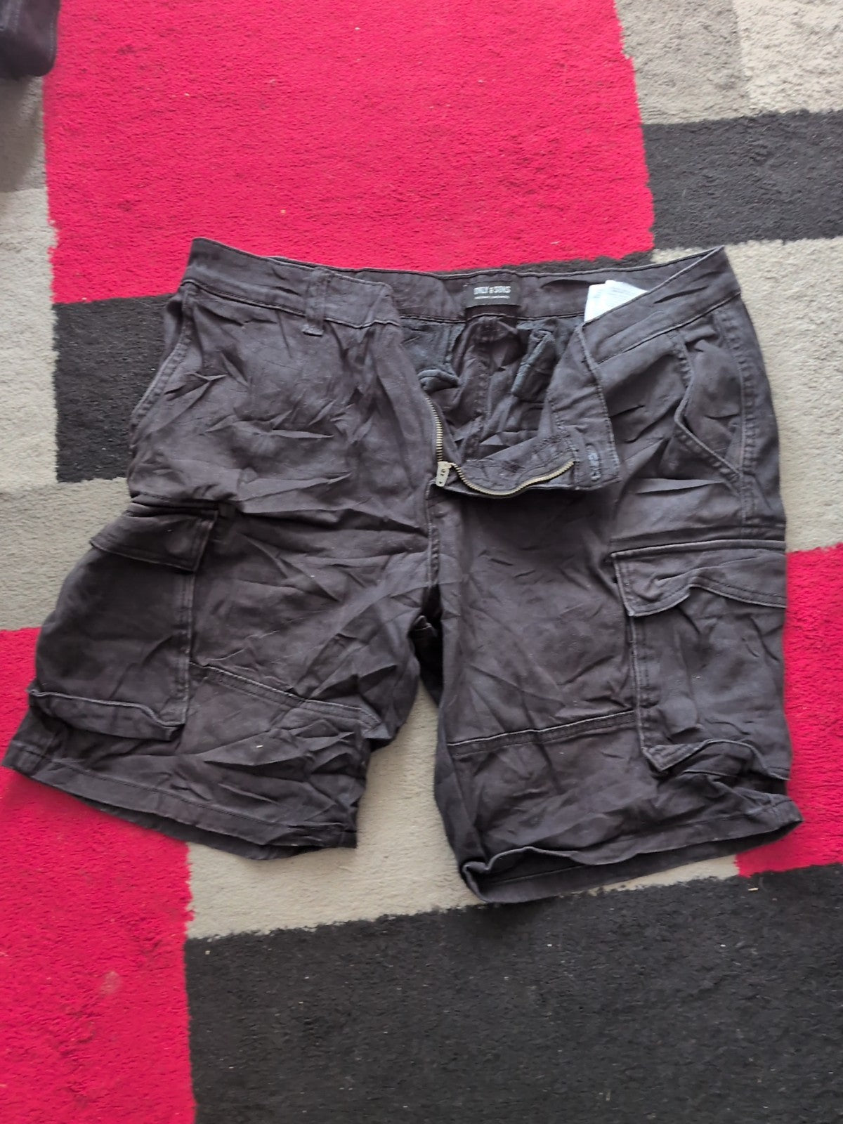 Only & Sons XL Black Denim Cargo Shorts