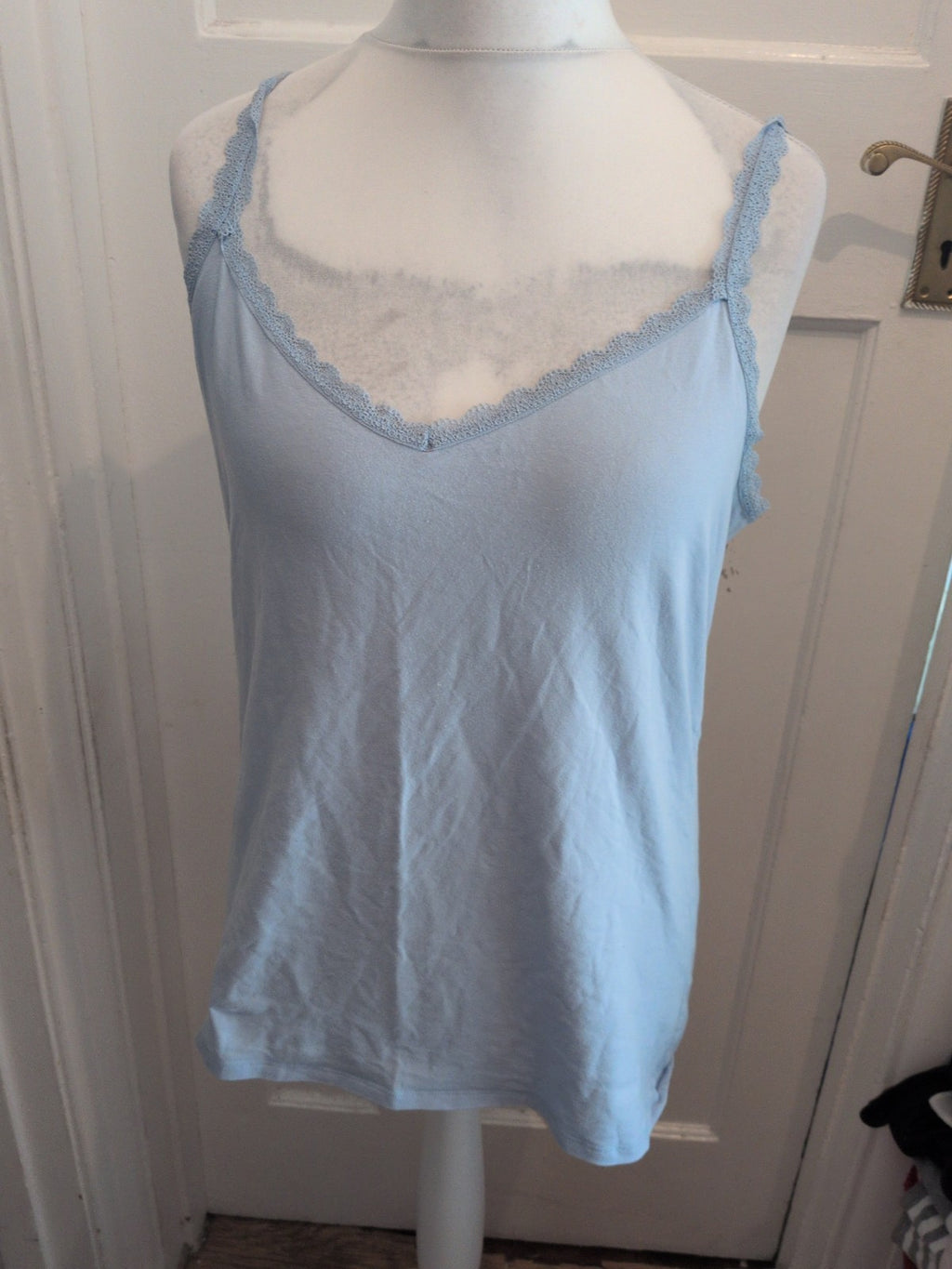 20 Blue Frill Hem Sleeveless Pyjama Top